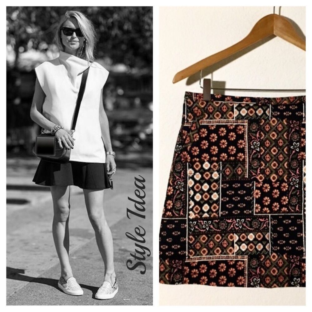 Hollister Brushed Cotton A-line Print Mini Skirt